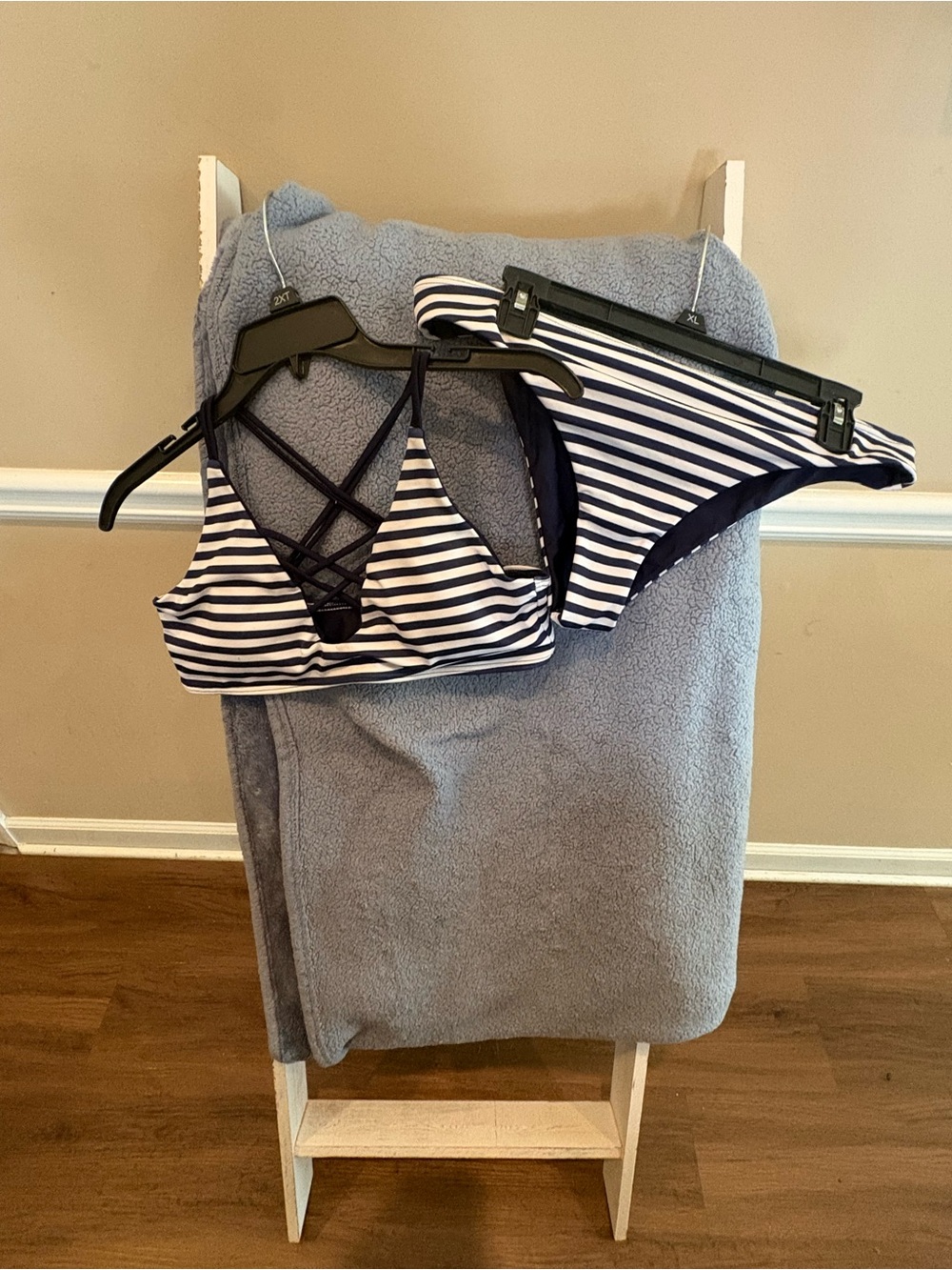 Cupshe Navy and White Striped Bikini Set